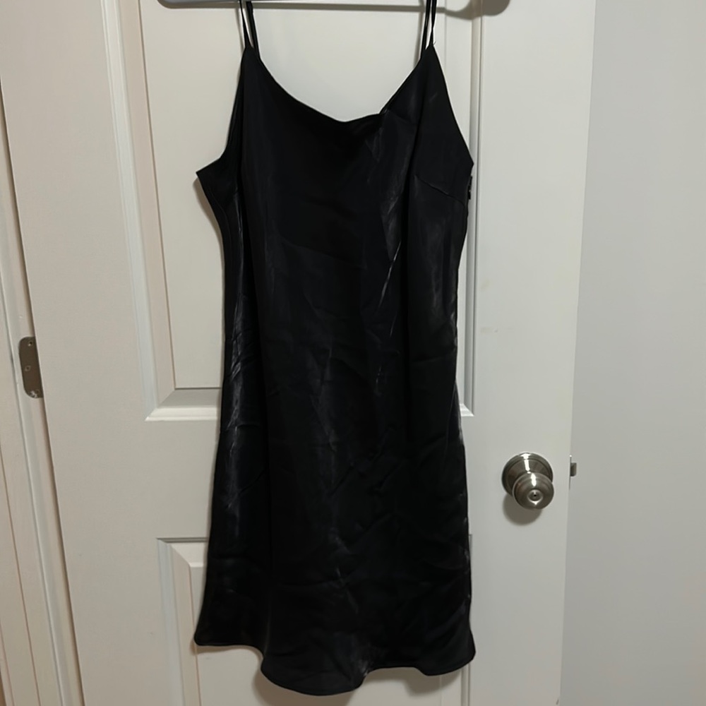 Black Silk Asymmetrical Mini Dress